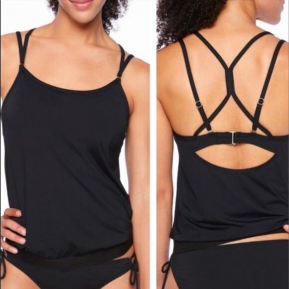 Athleta Other - Athleta Cross Back Swim Tank Tankini Black 32 B/C